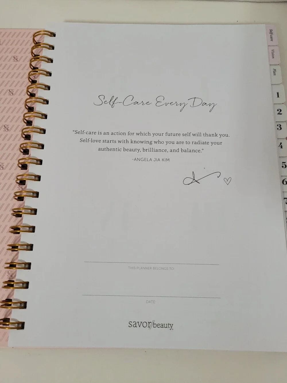Savor Beauty Planner My Next 90 Days Pink Self Care Blank Undated Bound 11